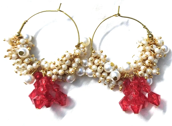 NIBRAS Crystal Seed Dangling Hoop Earrings - B09JKTDTF1, 15gm, 6.5cm x  5.5cm x 1.5